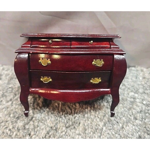 Dollhouse miniature 1:12 Bombay  Chest European style mahogany tone vtg - Picture 1 of 10
